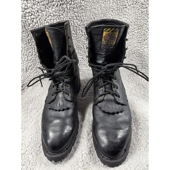 Justin 763 Men's Double Comfort Collection Black Leather Work Boots‎ sz 12 B